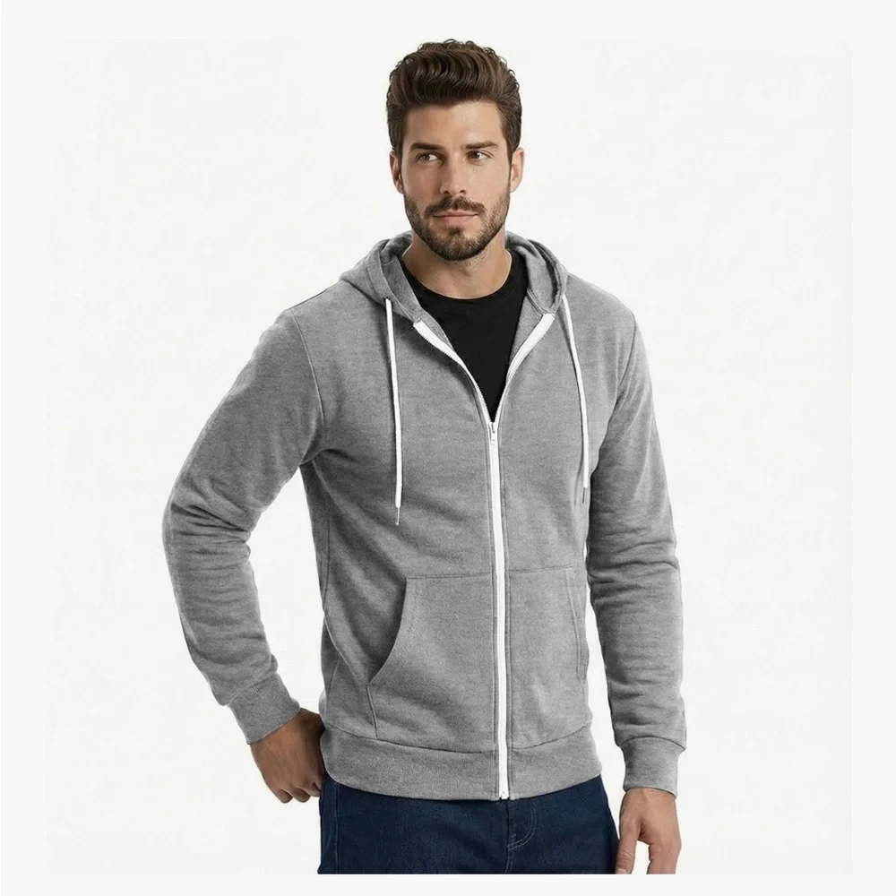 Men's Slim Fit Water-Resistant Zip Up Hoodie Sweatshirt Jacket 049
